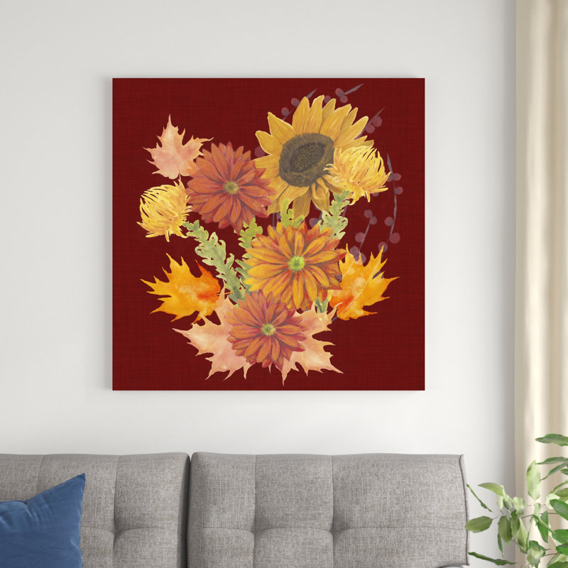 «Autumn Floral II» par Grace Popp - reproduction d'art sur toile tendue, H 36 po x l 36 po