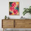 Abstract Dice Framed Wall Art Prints - Red dice with vibrant background, for game room-125212183-125212182