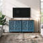 Armoire décorative avec 2 portes, armoire de rangement avec tablette réglable, buffet pour le salon, le vestibule, la salle à manger, bleu et noyer-1248792378