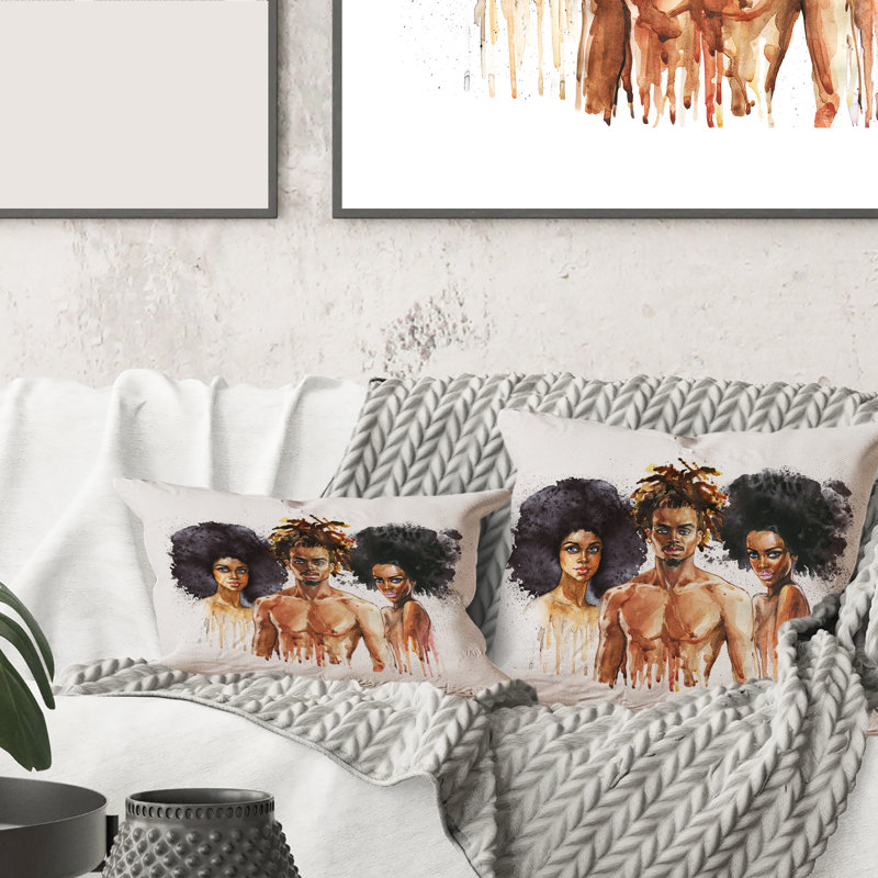 Rectangle, Portraits de mode afro-américaine - Coussin décoratif imprimé Glam
