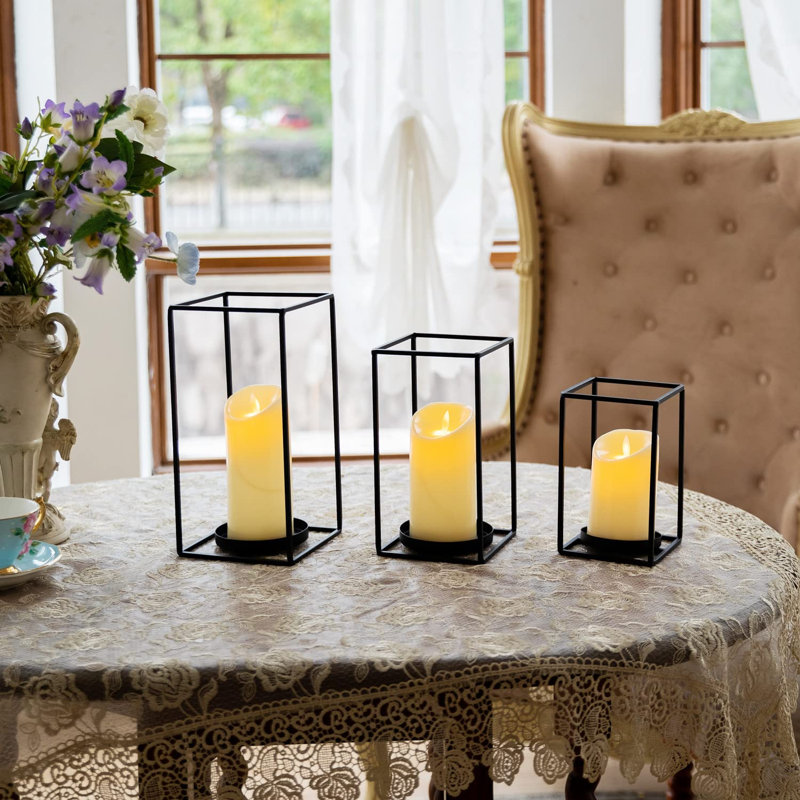 Ensemble de 3 lanternes de bougie Kainoah, Noir