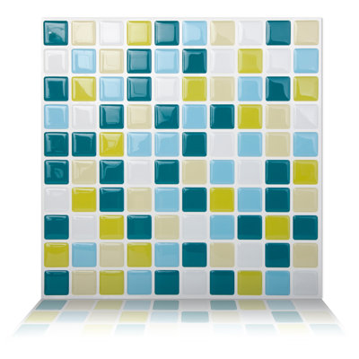 9.84" x 9.84" Peel and Stick Wall Tiles in Peacock Green