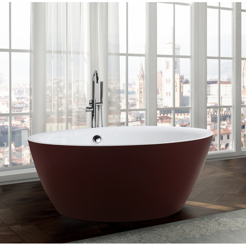 Toulouse 59.1'' x 59.1'' Soaking Acrylic Bathtub, Glossy Red