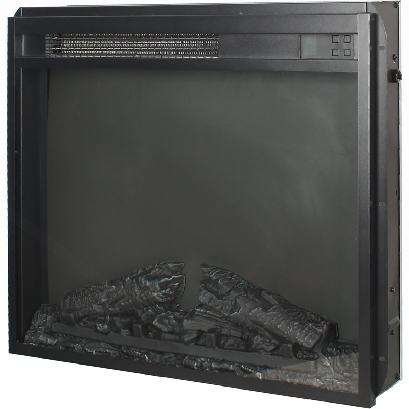 23" Electric Fireplace Insert, Ultra Thin Heater With Log Set And Realistic Flame, Remote Control With Timer, Overheating Protection