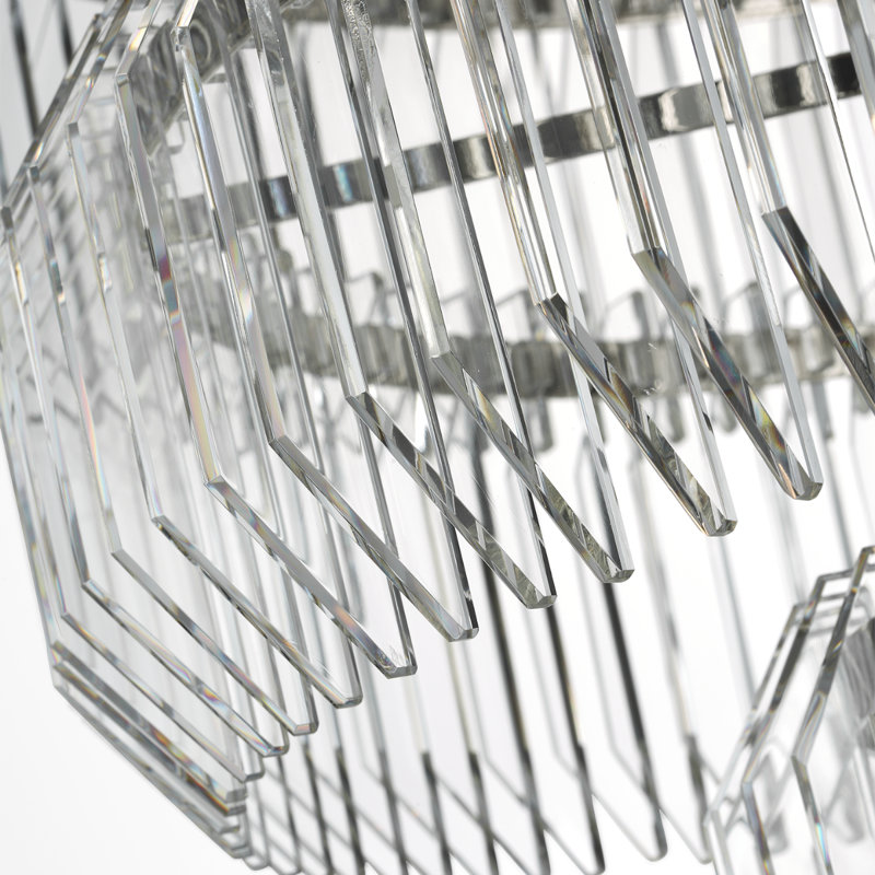 Waterford Killarney 32" Layered Chandelier with Clear Crystal, Polished Nickel