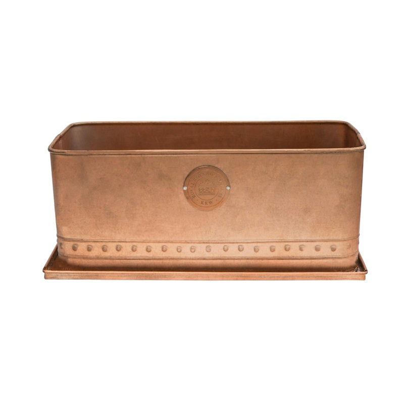Metal Pot Planter, Aged Copper, 17 cm H x 43 cm W x 19 cm D
