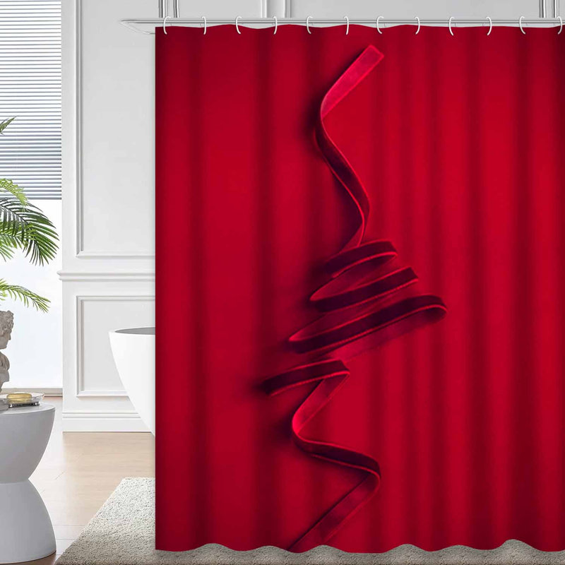 Rideau de douche rouge imperméable, rideaux de douche pour la salle de bain avec 12 crochets, 72" L x 72" W