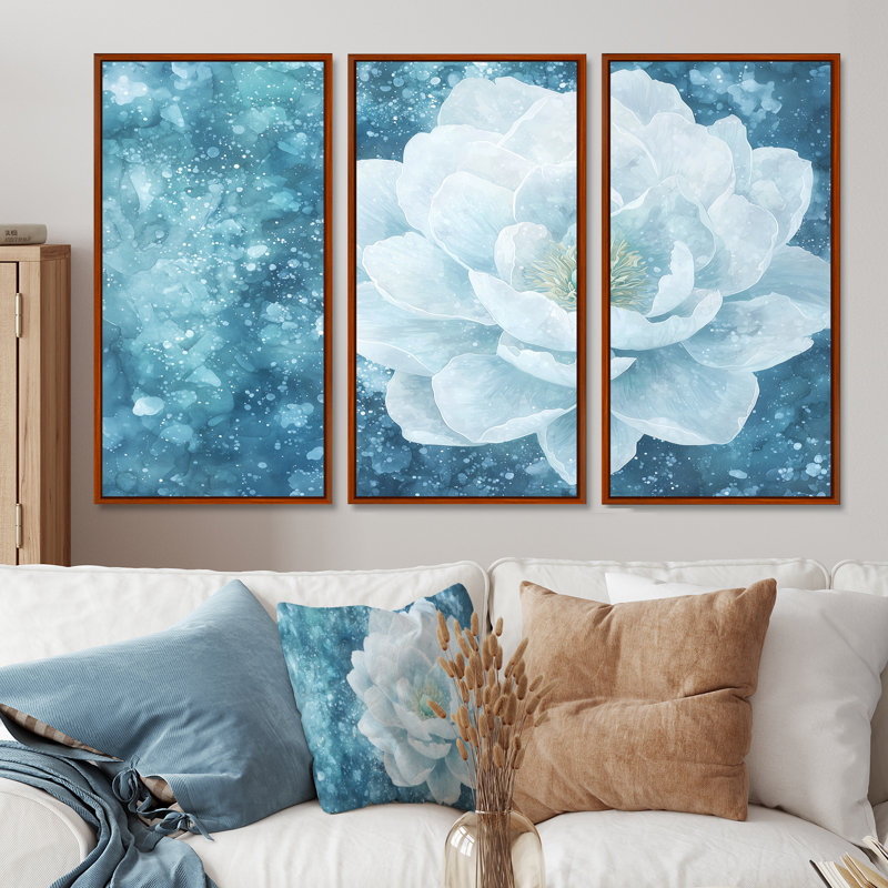 Adamariz - ensemble d'art mural pivoines, H 32 po x l 48 po, Reproduction avec cadre flottant, Brun