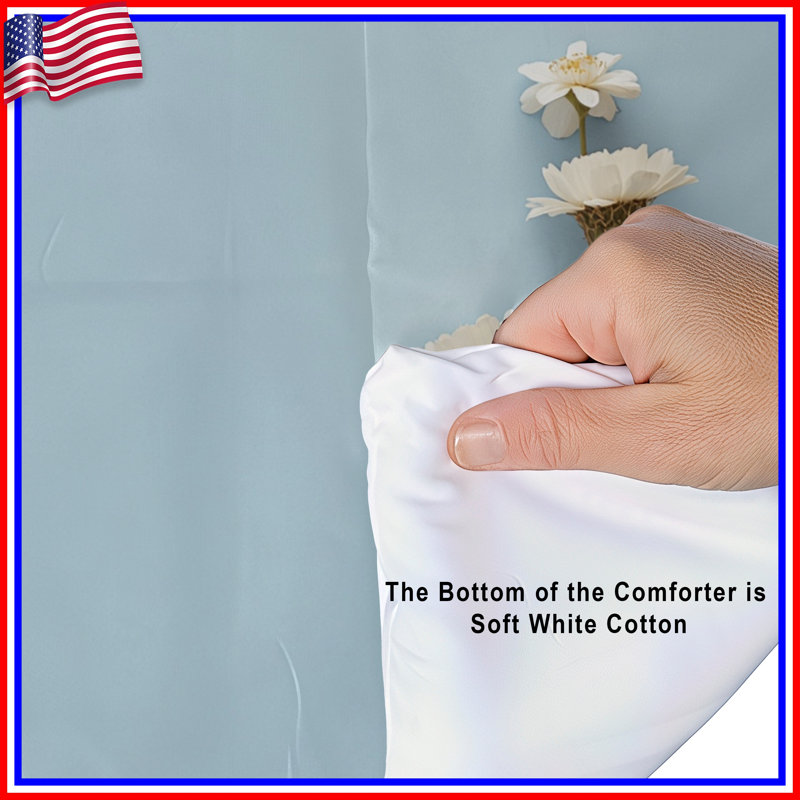 White Daisies On Blue Comforter, Twin