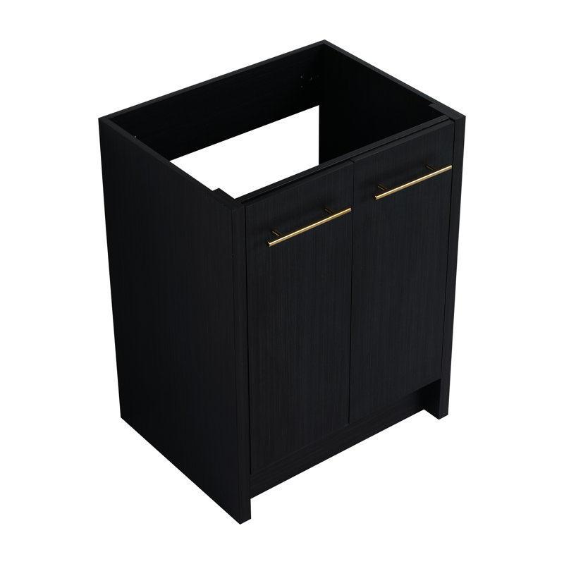 24" Freestanding Bathroom Vanity In Black Chestnut - Easy Assembly Required Contemporary Design
