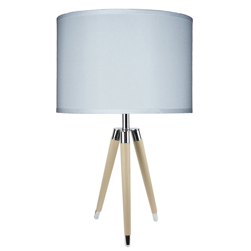 Lampe de table à trépied 27 po Linco, Soie blanc cassé, Brun clair