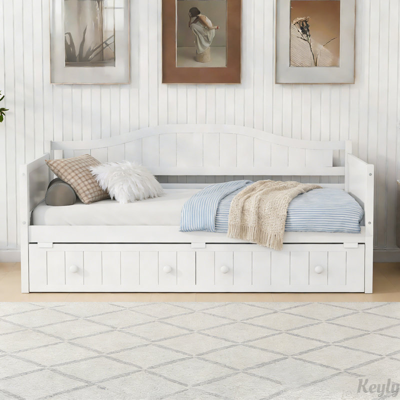 Lit de jour simple en bois avec lit gigogne, canapé-lit pour la chambre à coucher et le salon, fabrication en bois de pin durable