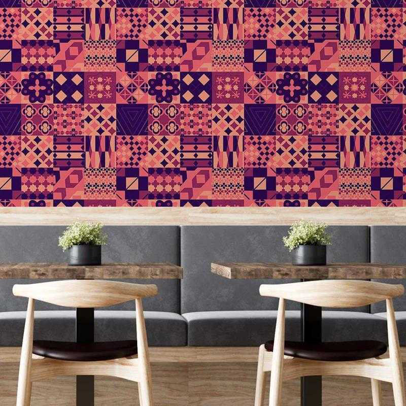 Rouleau de papier peint pelez et collez, Rose / noir, L 126 po x l 24 po