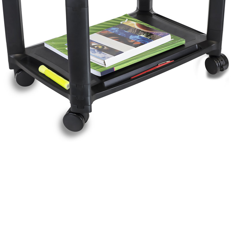 Black Adjustable Rolling Printer Stand with Storage Tray