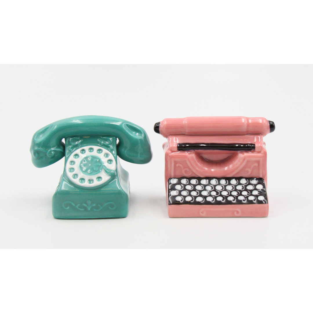 Retro Phone And Typewriter Salt And Pepper Cosmos Gifts