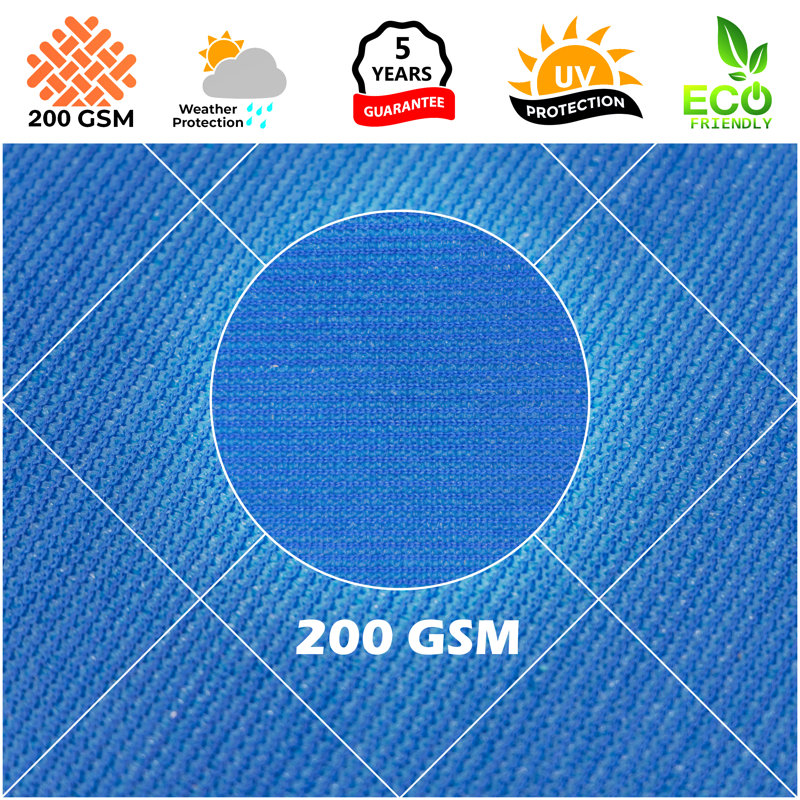 10' x 13' Blue Polyethylene Rectangle Sun Shade Sail