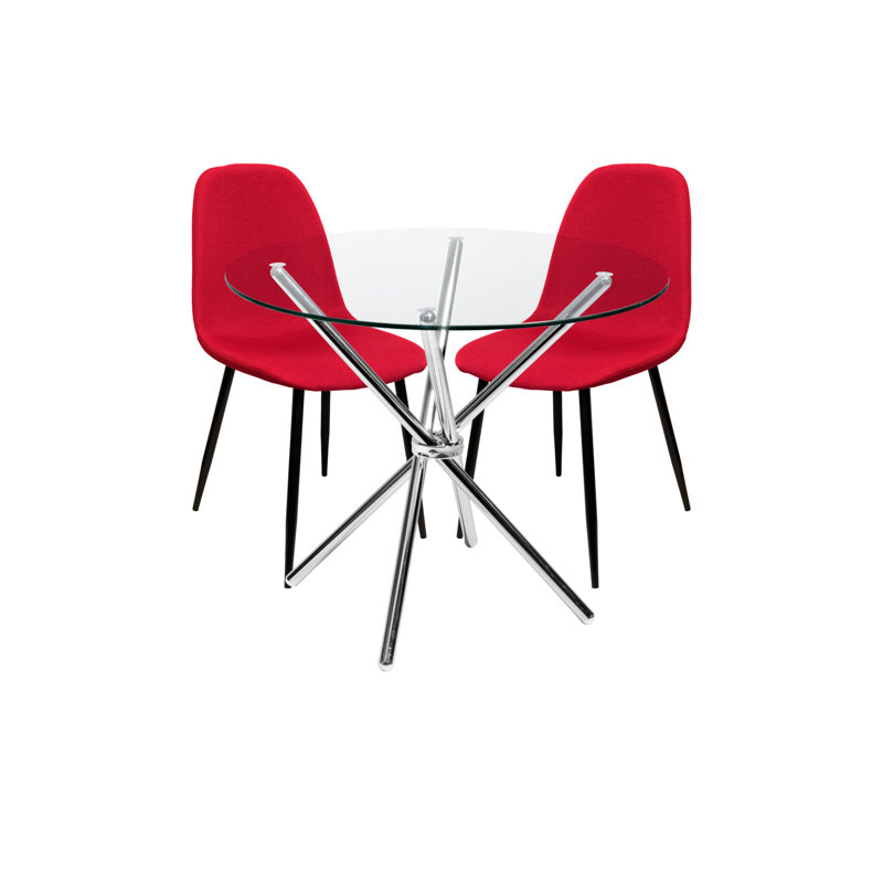 Quintan 2 - Person Dining Set, Chrome, Red