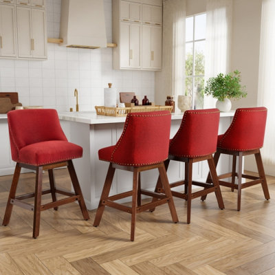 Fabric Swivel Counter Height Bar Stools(Set of 4)