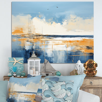 «Blue and Yellow Seaside Simplicity II», art mural minimaliste côtier
