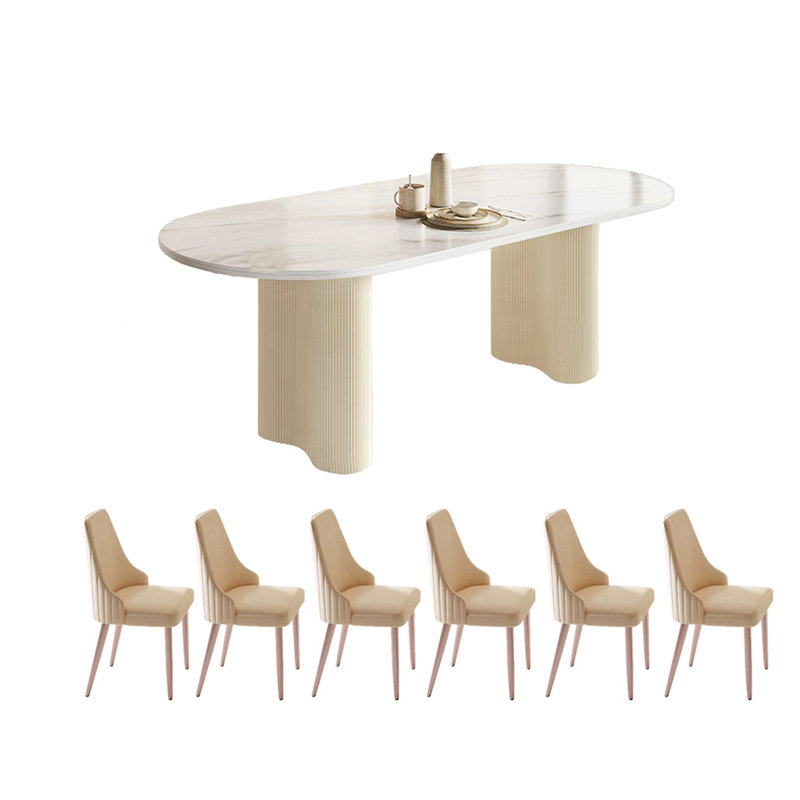 Combinaison de table et de chaises de style français French Cream, 7 pièces : table, 6 chaises