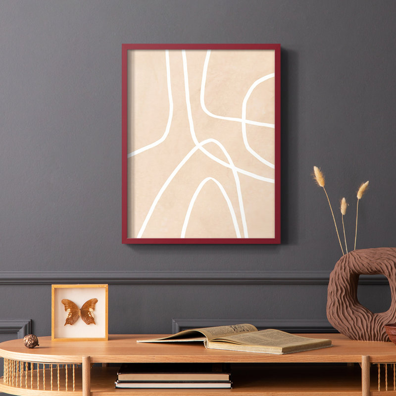 «Clean Contour I», reproduction encadrée - bois massif, Rouge, H 10 po x l 8 po