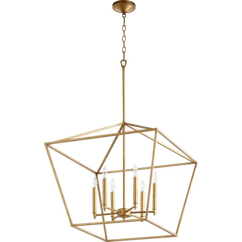 Lustree 6 lumières lanterne Arletta, Feuille d'or