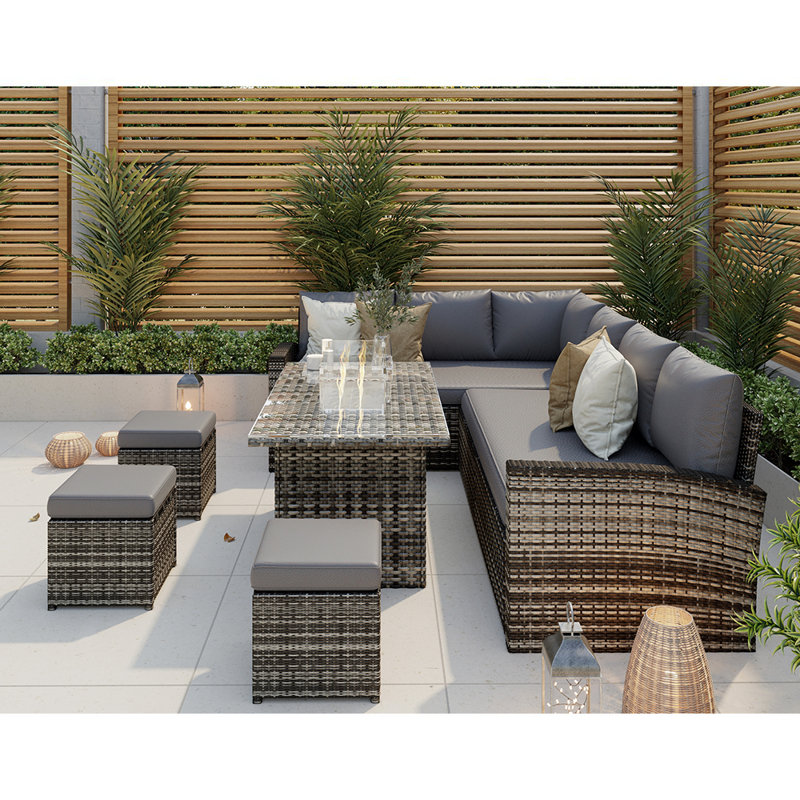 Luczak Rectangular 9 Person 140Cm L Outdoor Fire Pit Dining Table Set