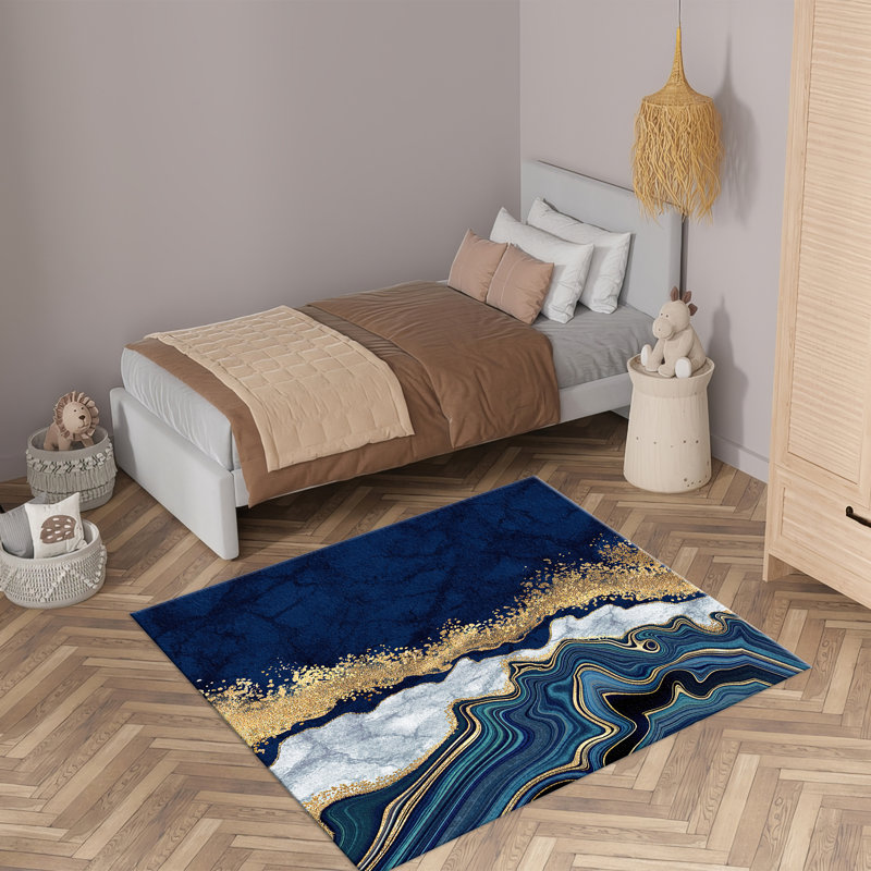 Large Non-Woven Printed Rug Featuring Vibrant Geometric Pattern for Indoor Use in Living Room Bedroom or Office Space