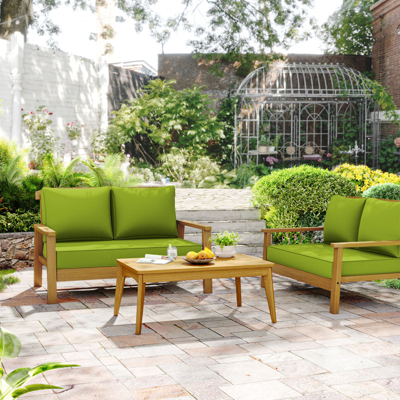 3-Piece Outdoor 5" Replacement Cushion Set Seat/Back Cushion，Only cushions, Grass Green