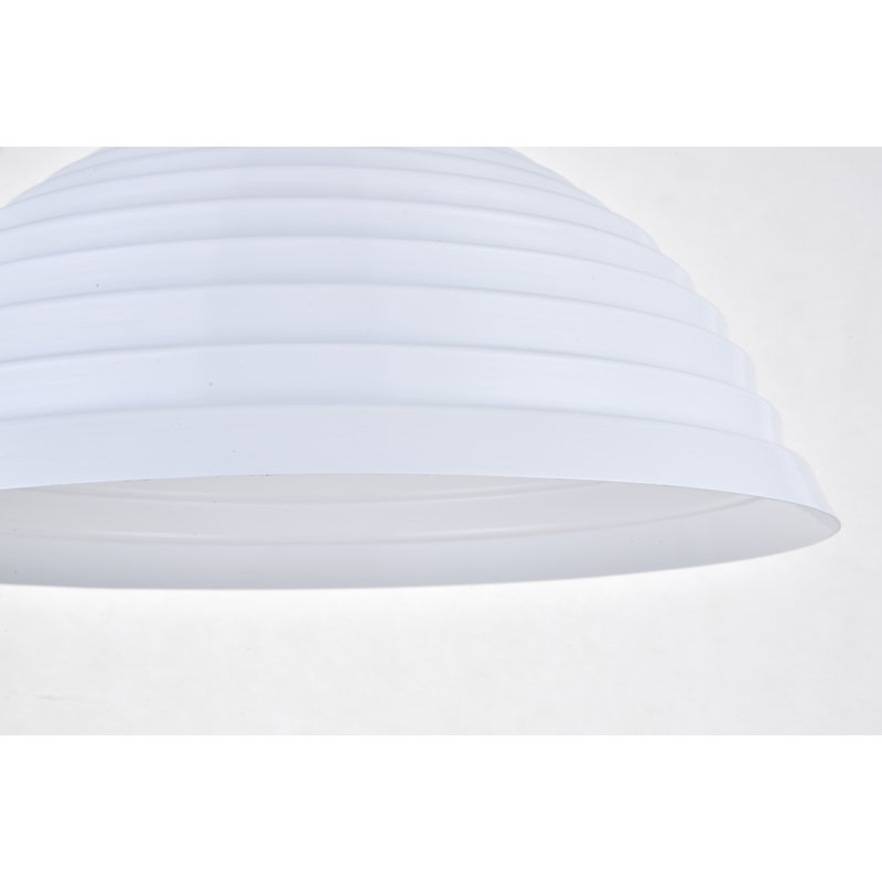 Luminaire suspendu en forme de dôme à 1 lumière Beaudry, Blanc