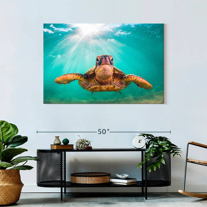 Tortue verte de Maui sur toile, H 30 po x l 45 po x P 1,25 po