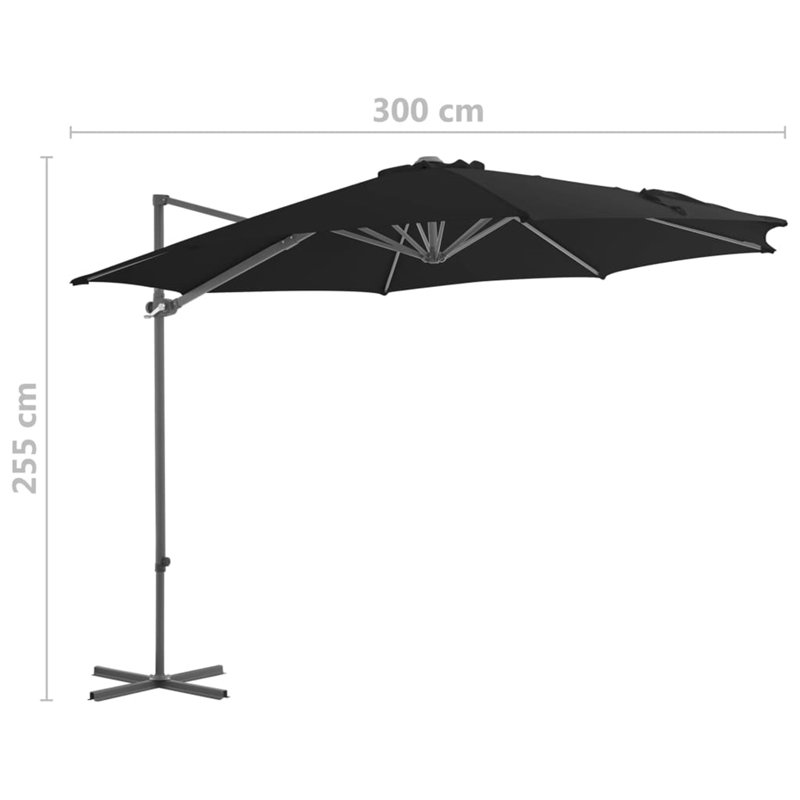 Meilani 300cm Cantilever Parasol, Black