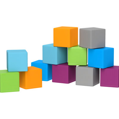 12 Piece Educational Foam Building Blocks For Preschoolers, Multicolor, 7.75"X7.75"X7.75", 12-36 Months, Pu Covered, Learning Play ' Stacking Blocks, Preschool Fun