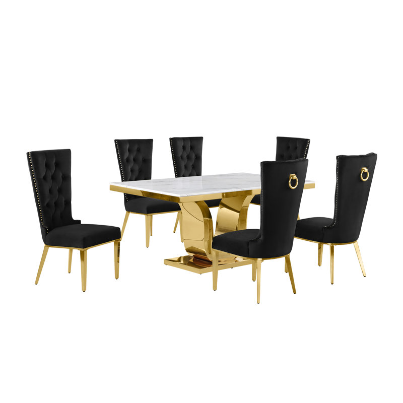 7 pièces Ensemble repas, Ensemble repas 7 pièces, Noir