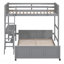Lit simple superposé au dessus d'un lit double avec bureau, gris-176692336-176692337