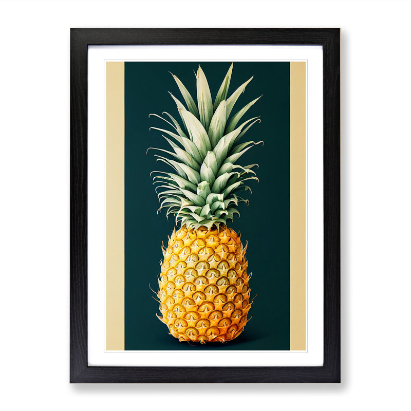 Lone Pineapple - Single Picture Frame Print, 64cm H x 46cm W x 2cm D, Oak