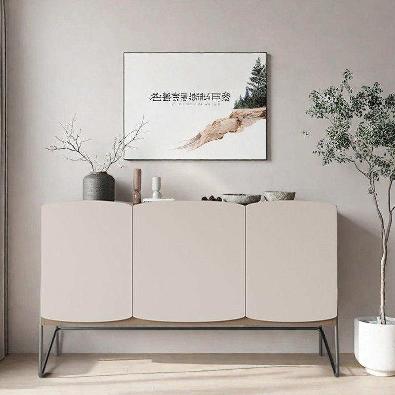 Scandinavian Minimalist Entryway Cabinet, 33.5" H x 55.1" W x 15.7" D