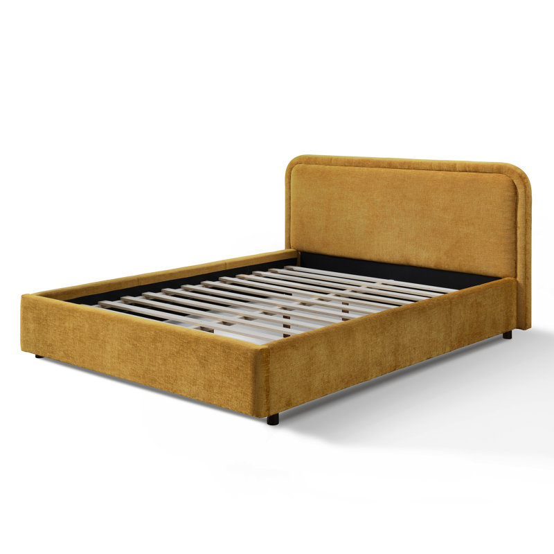 Lit plateforme tapissier Condie, Grand, Doré