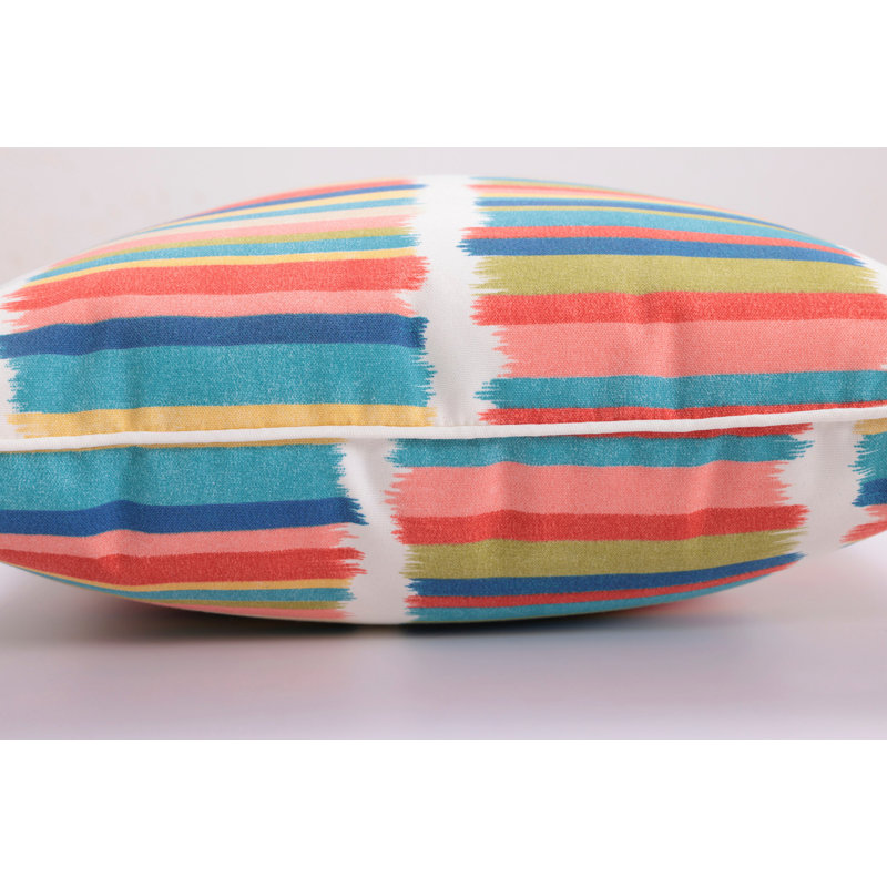Multicolor Striped Outdoor Square Throw Pillow Set