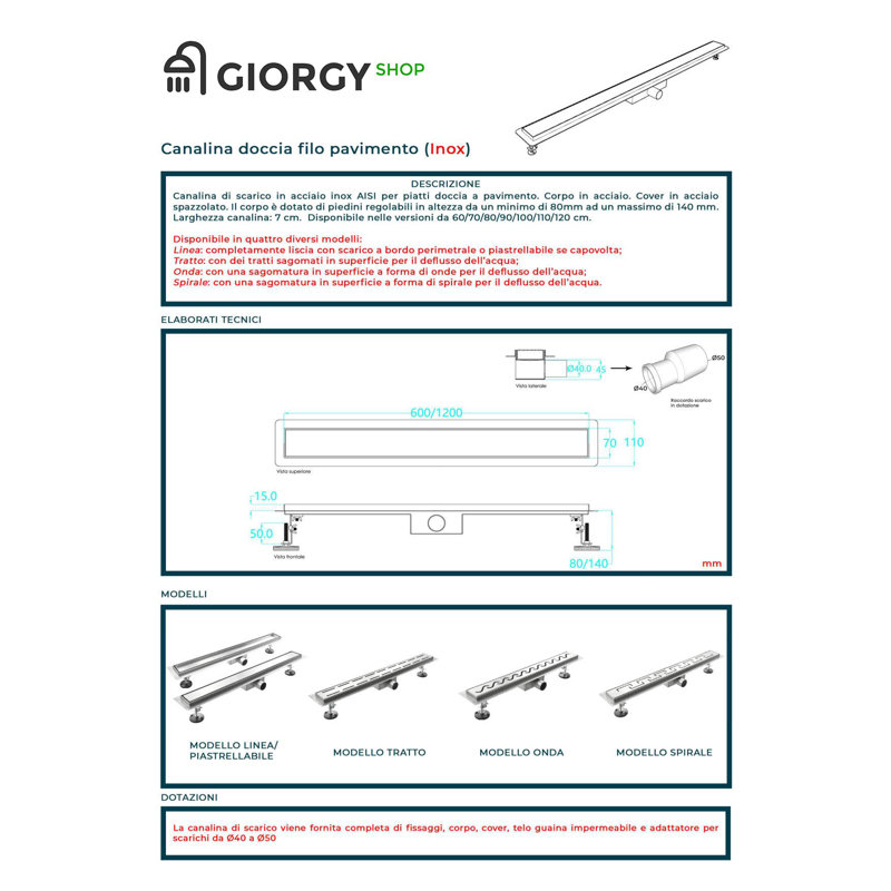 Stainless Steel 70cm Linear Grid Shower Waste