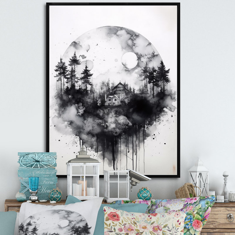 Cabine solitude sur toile, H 40 po x l 30 po x P 1,5 po, Cadre flottant noir