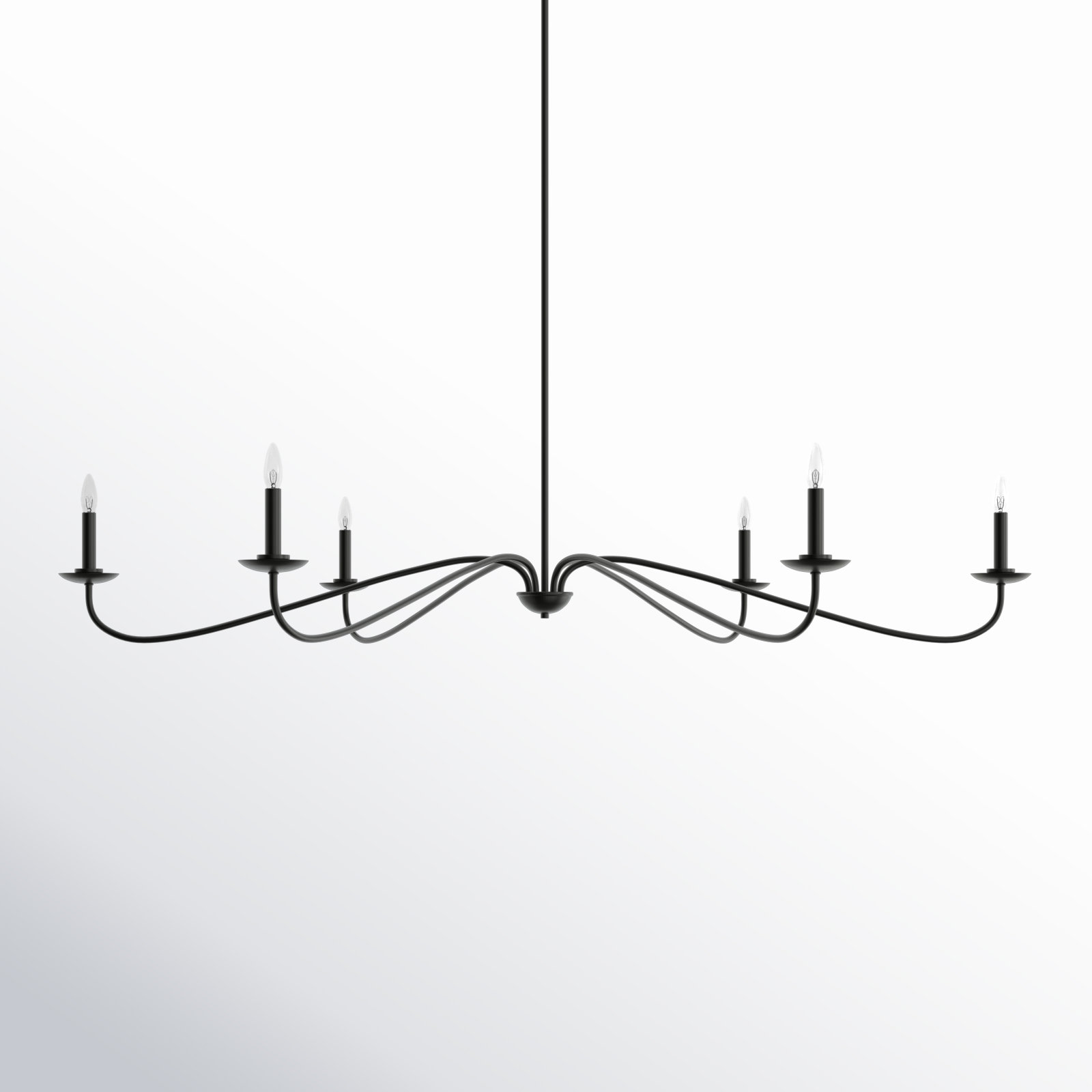 Zoyla Chandelier - 6 Light Metal Design in Matte Black Finish, image size:1600x1600