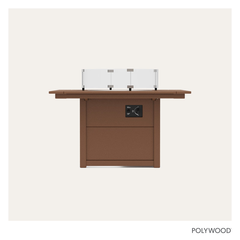 POLYWOOD Square 42" Fire Pit Table, Teak