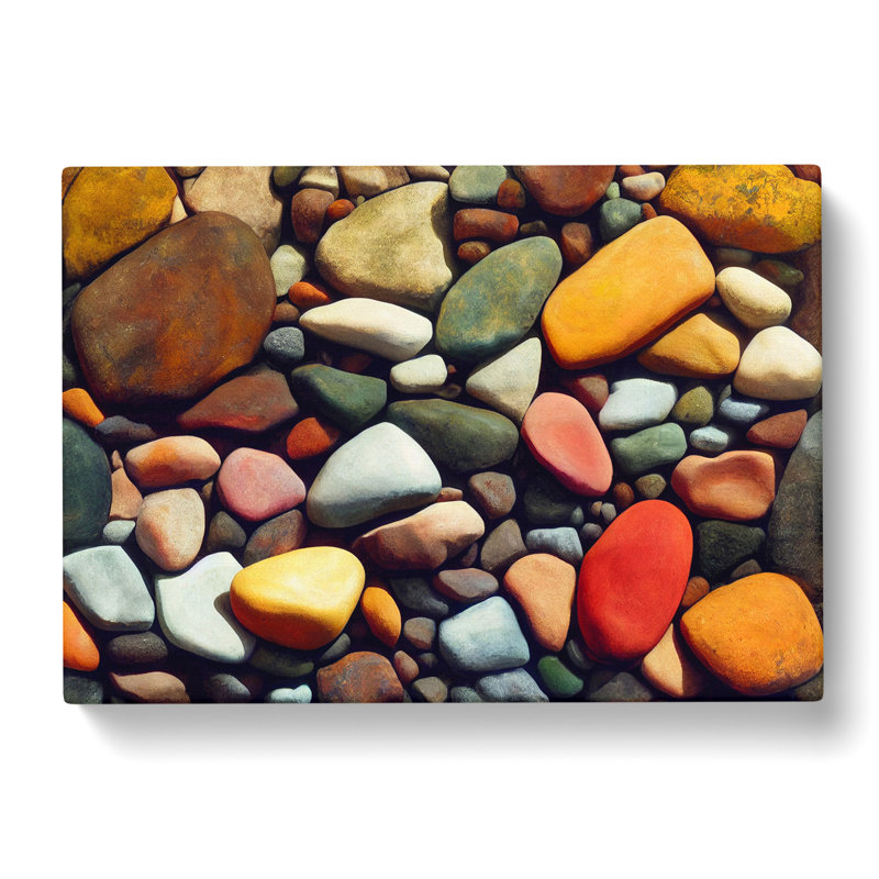 Unique River Pebbles - Wrapped Canvas, 35cm H x 50cm W x 3cm D