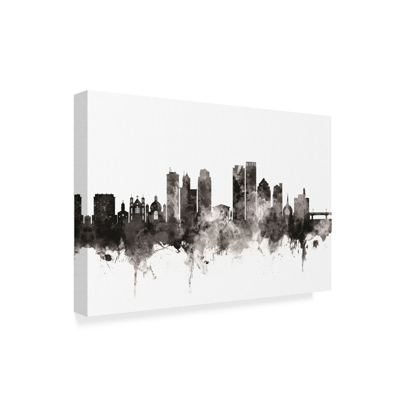 « dayton ohio horizon black white », impression sur toile tendue, H 16 po x l 24 po x P 2 po