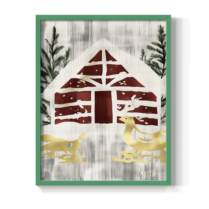 Reproduction encadrée - bois massif, Vert, H 11 po x l 9 po