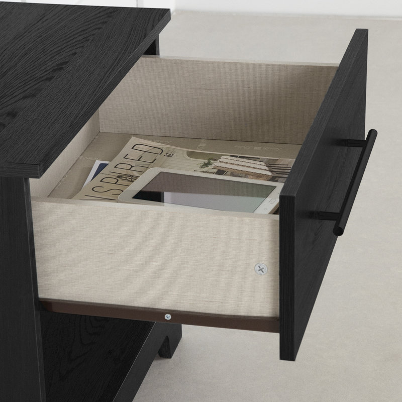 Black Oak 1-Drawer Contemporary Nightstand