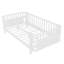 Lit double pour enfants avec rails de sécurité, structure en bois et en fer, lit plateforme basse pour garçons et filles (simple, blanc)-1051977786-1051977787