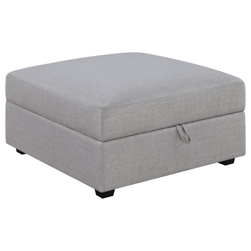 Austin Grey Square Upholstered Storage Ottoman with Comfort