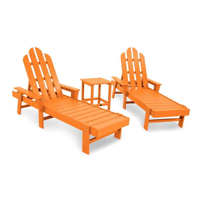 Ensemble 3 pièces de chaise longue POLYWOOD, Tangerine